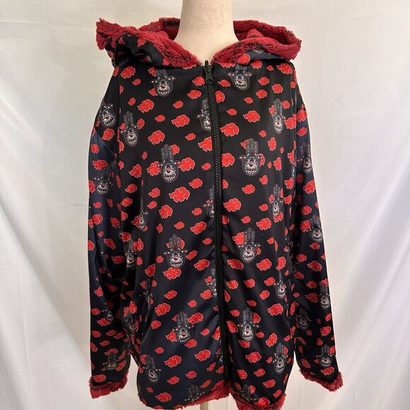 Liquid Dreams Art Faux Fur Red Jacket Reversible MEDIUM Kritter Klips - Picture 6 of 9